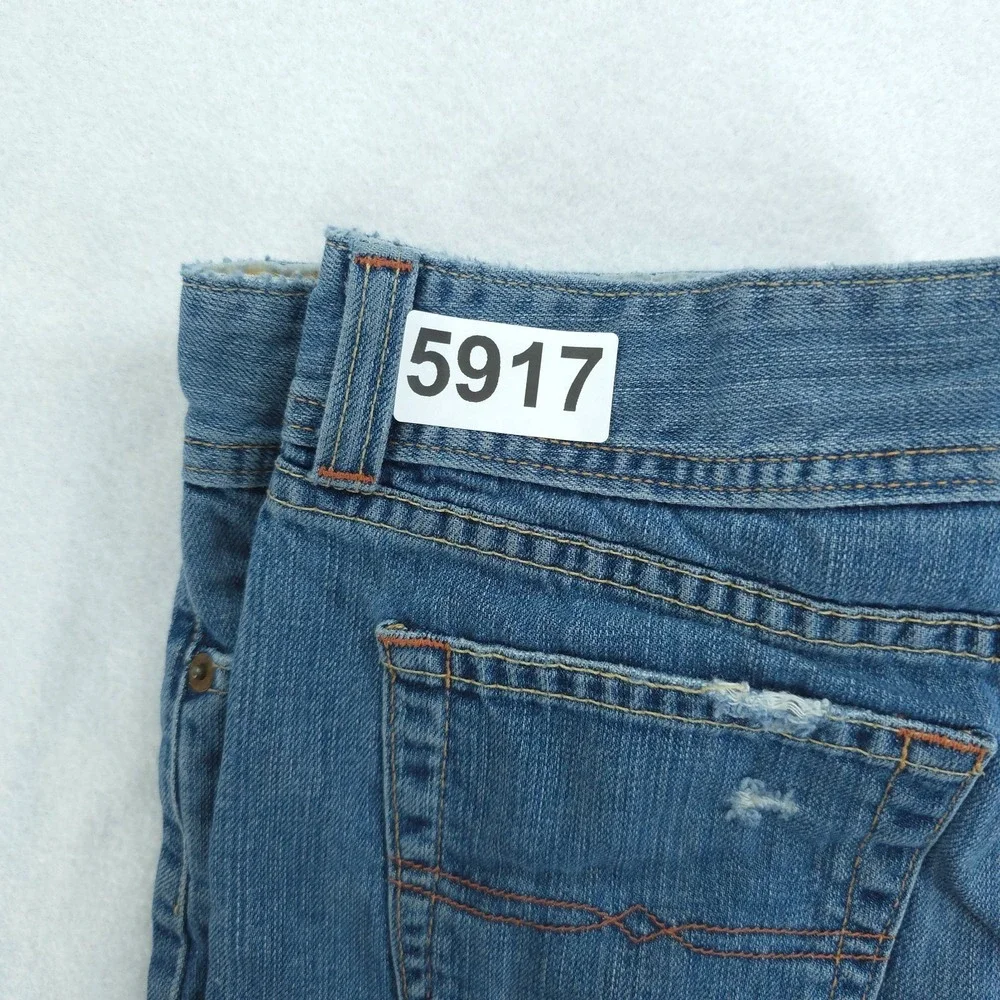 Lucky Brand Skirt Womens 8 Blue Denim Dungarees Mini Frayed Hem Y2K USA Made Raw
